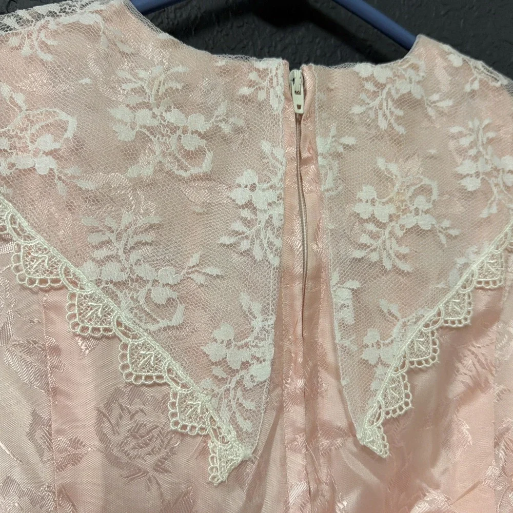 Vintage Handmade Toddler Girls Pink Floral Lace Party Dress‎ Pageant Holiday